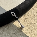Retro S925 sterling silver pendant with black bead inlay and radial stripe design - Retro Black Bead Pendant Necklace (13Z54)