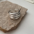 Minimalistischer S925 Sterlingsilber mehrlagiger Wellenring mit Glanzfinish - Mehrschichtiger Wellenstil (JZG073)