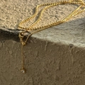 Elegant gold-plated S925 sterling silver bead necklace with a single zircon pendant - 925 Silver / Gold MFX009