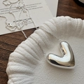 Collana con ciondolo a cuore vuoto in argento sterling S925 lucido con catena a corda su vassoio - Cuore 3D Lucidato (XL237) / Argento 925