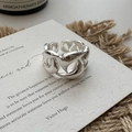 Minimalistischer 925 Sterling Silber Gliederkettenring auf Vintage Hintergrund - Einstellbar Offen / Verflochtener Kettenstil (JZF068)