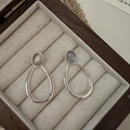 S925 sterling silver drop earrings with moonstone in a pear-shaped dangle design - Korean Style Labradorite Water Drop Style (EH048) / 925 Silver