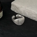 Minimalistischer S925 Sterlingsilber Gitterring im modernen geometrischen Industrie-Stil - Einstellbar Offen / Hohl Gitter Stil (JZF097)