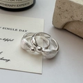 Minimalistische S925 Sterlingsilber Ringe mit gebürsteter Textur auf modernem Hintergrund - Einstellbar Offen / Gebürstete Textur Stil (JZF100)