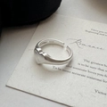 Minimalistischer S925 Sterling Silber Herzring mit matter Oberfläche für Damen - Einstellbar Offen / Herz-Stil (JZF106)