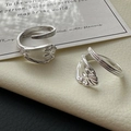 Minimalistische S925 Sterling Silber Ringe mit einzigartigem 3D-Handdesign, verstellbar - Stereo Handflächen-Design (JZF078)
