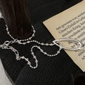 Minimalistische S925 Sterlingsilber Halskette mit Tropfenanhänger auf Vintage-Hintergrund - Ovaler Hohler Anhänger (XL146)