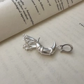 Pendente luna e stelle in argento S925 con chiusura a lettera C su un libro aperto - Ciondolo Luna Stella (DZ118)