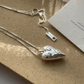 Collana in argento sterling S925 con pendente a cuore e catena veneziana sottile - Stile Cuore con Volute (XL149) / Argento 925