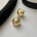 S925 Sterling Silber Creolen mit facettierter Textur und Goldbeschichtung für Damen - Ohrbuckle / Gold