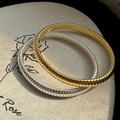 Minimalist S925 sterling silver tubogas style stretch bracelets in gold and silver finish - Gold / Gold (20SL45)