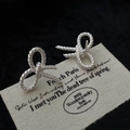 Twisted rope S925 sterling silver bow knot earrings with vintage textured finish - Twist Bow Style (EH164) / 925 Silver