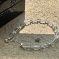 Minimalist S925 silver bracelet with rectangular white crystals on a stone surface - 925 Silver / Clear Rectangular Faceted Bead Style (20SL33)