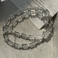 Collar minimalista de plata S925 con cuentas de cristal rectangulares y espaciadores metal - Estilo de Cuenta Transparente (48TL31) / Plata 925