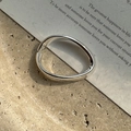Bracciale ovale a forma di U in argento sterling S925 con finitura metallica lucida - Aperto Regolabile / Stile Minimalista Sovrapponibile (JZC075)