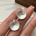 Minimalist S925 sterling silver spiral earrings with a vintage matte brushed texture finish - Matte Silver Spiral Style (EHL070)