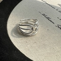 Minimalist S925 sterling silver multi-layer intertwined open ring for women in silver color - Adjustable Open / Multi-layer Interwoven Style (JZF123)