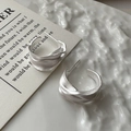 Minimalist S925 sterling silver twisted C-shape earrings with a matte brushed finish - Matte Silver Irregular Twisted Style (EHL078)