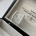 S925 sterling silver saddle ring featuring handcrafted wavy textured cutout lines - Adjustable Open / Silver Handmade Woven Lines Style (JZF084) / Silver
