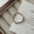 S925 sterling silver knotted twist open ring with a polished minimalist aesthetic - Adjustable Open / Twisted Knot Style (JZF118)