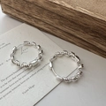 Minimalist S925 sterling silver hoop earrings with a textured twisted rope design for women - Twisted Rope Style (EH140)