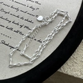 Minimalist S925 sterling silver knotted chain necklace with a small heart tag and lobster clasp - 925 Silver / Twisted Knot Style (XL109)