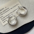 Orecchini a cerchio minimalisti in argento sterling S925 con finitura lucida su carta - Argento 925 / Orecchini Cavi Geometrici Retro (EH236)