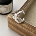Minimalistischer S925 Sterlingsilber Knotenring mit gedrehtem Design und offener Ringschiene - Einstellbar Offen / S925 Silber Geknoteter Mondstil (JZD071)