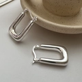 Orecchini a cerchio quadrati in argento sterling S925 con finitura lucida e design moderno - Argento 925 / Stile Rettangolare a U (EHM061)