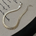 Bracciale a catena a zucca in argento sterling S925 italiano con finitura bicolore - Argento 925 / Maglia a Forma di S Bicolore Oro e Argento (SLS150)