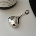 Poliertes S925 Sterlingsilber Hohlwassertropfen-Anhänger mit minimalistischem 3D-Spiegel-Effekt - 925er Silber / Ovaler Anhänger (DZ099)