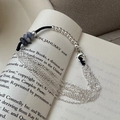 Pulsera multicapa de plata S925 con piedras naturales azules y cierre de mosquetón - Estilo de Empalme de Piedra Natural Multicapa (14SL51) / Plata 925