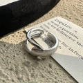 Minimalistischer S925 Silberring mit verflochtenem Design und gebürsteter Oberfläche - Einstellbar Offen / Doppelschicht Gebürstetes Ellipsen Dekor Stil (JZF082)