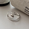 Anello minimalista in argento sterling S925 con design ovale e fascia intrecciata chic - Aperto Regolabile / Design Ovale a Doppio Strato Minimalista (JZF110)