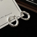 Matte S925 Sterling Silber Creolen mit lava-ähnlicher Textur und minimalistischem Design - Unregelmäßige Lava-Textur matte Ohrschnalle (EHN041) / 925er Silber