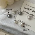 Set orecchini di perle in argento S925 nei colori bianco e grigio, modelli stile A e B - Argento 925 / Stile A Bianco (37ES11)