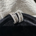 Orecchini a cerchio S925 in argento sterling con zirconi luccicanti effetto ghiaccio - Argento 925 / Oro Bianco (MFE068)