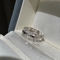 Elegant S925 sterling silver crushed ice ring with wave texture in jewelry box - Adjustable Open / White Gold (MFJ100)