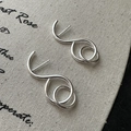Minimalist S925 sterling silver S-shaped drop earrings with a polished round loop - 925 Silver / Minimalist S-Curve Circle Style (EHR096)