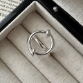 Minimalist S925 sterling silver ring featuring a unique circular knot design on black box - Adjustable Open / Knotted Intertwined Style (JZB154)