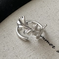 S925 Sterling Silber Ring verstellbar mit Vintage-Zweigstruktur und mattem Finish - Einstellbar Offen / Vintage Zweig Stil (JZE086)