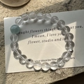 S925 silver beaded bracelet with clear quartz and blue aquamarine on aesthetic card - 8mm Large Size (21SL43) / 925 Silver
