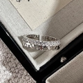 Minimalist S925 sterling silver double-layer open ring with sparkling cubic zirconia accents - Adjustable Open / White Gold