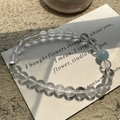 S925 silver bracelet with aquamarine and clear quartz beads on a decorative card - 6mm Small Size (21SL43) / 925 Silver
