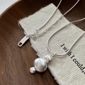 Collana a serpente in argento sterling S925 con ciondolo organico opaco minimalista - Argento 925 / Ciondolo Artistico Argento Opaco (TLW114)