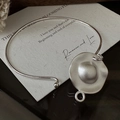 Bracelet S925 en argent minimaliste avec pendentif mat en forme de chapeau - Style de Disque Rond Irrégulier (SZO047) / Argent 925