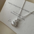 Minimalist S925 sterling silver lucky bag pendant necklace with matte finish and zircons - 925 Silver / Silver Color (XLT112)