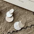 Orecchini minimalisti in argento S925 a tre strati tondi con finitura spazzolata - Argento 925 / Argento Spazzolato Opaco (EHI073)