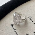 S925 sterling silver minimalist ring with 3D floral design and adjustable open band - Adjustable Open / Silver Daisy Relief Style (JZB156)