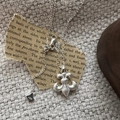 S925 sterling silver fleur-de-lis necklace with matte texture on grey fabric - 925 Silver / Silver Style (XL243)